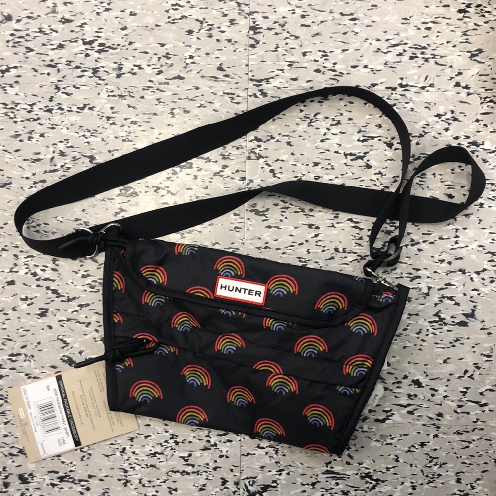 Hunter Original Packable Rainbow Mini Black Crossbody Bag/NWT